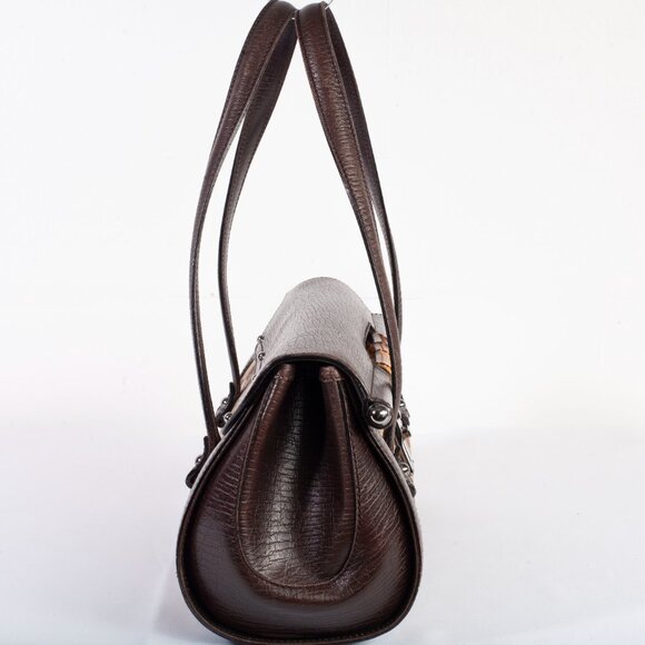 Authentic Gucci Monogram Bamboo Bullet Bag Dark Brown - Picture 4 of 16